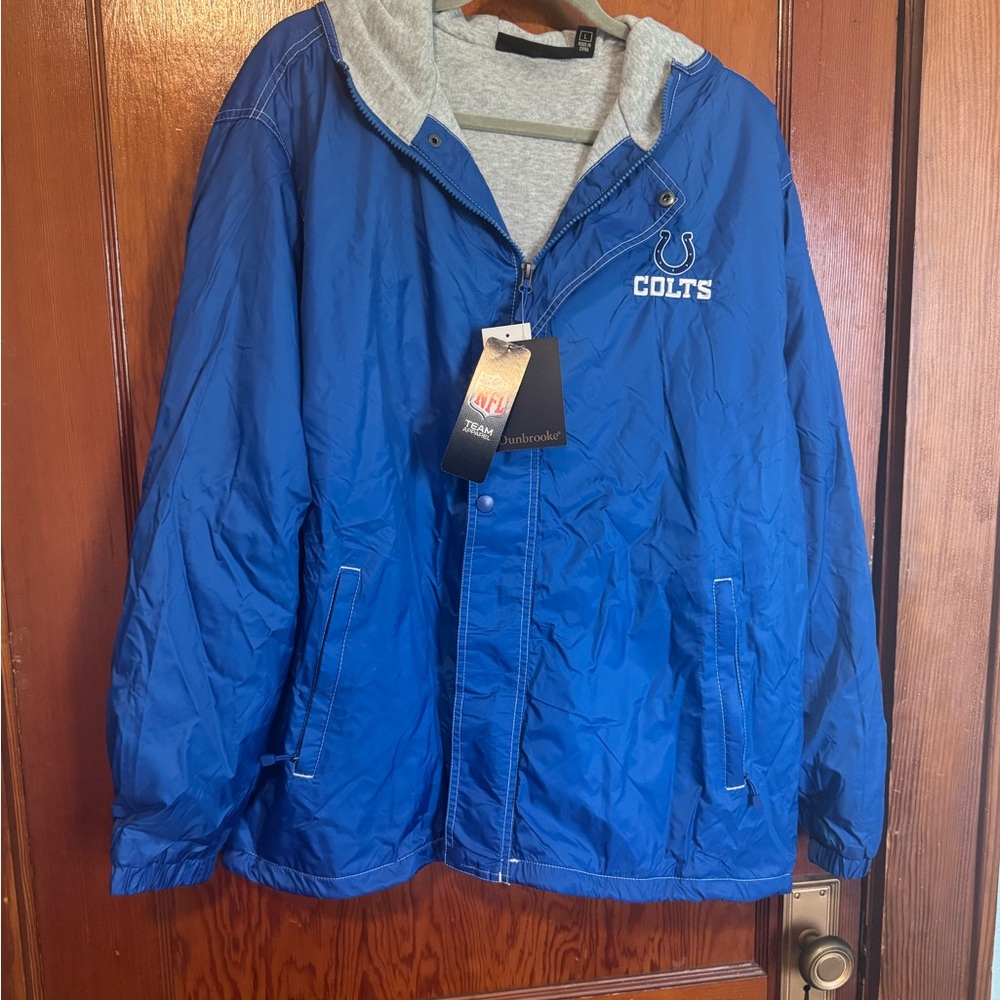 Colts Men's Blue Hooded Windbreaker Jacket